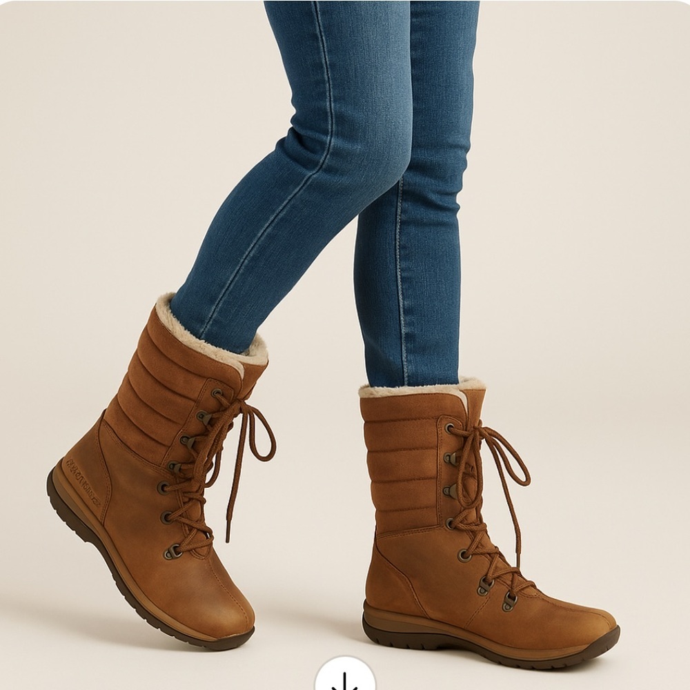 * Helly Hansen Brown Leather Insulated Winter Boots Womens EU 38 US 7 Faux Fur